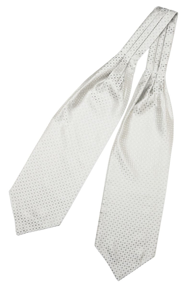 Elizabetta Valentino - Silk Ascot Cravat Tie for Men, Alternate, color, Silver