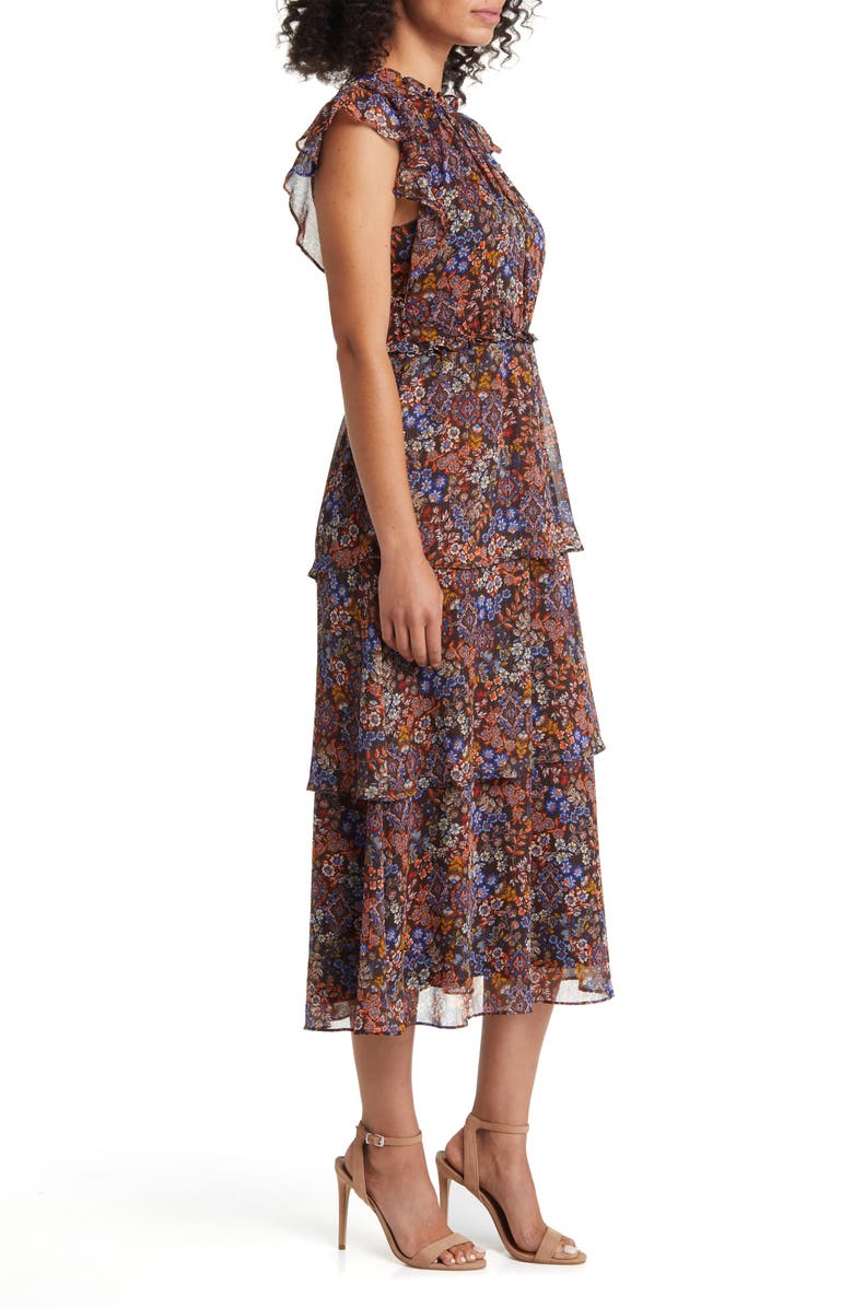 Julia Jordan Floral Ruffle Tiered Midi Dress, Alternate, color,