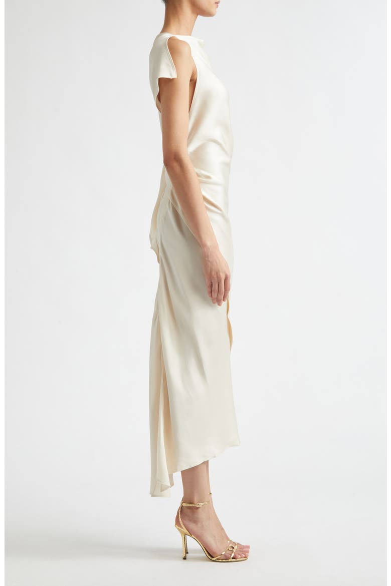 Draped Crepe Back Satin Dress, Alternate, color, ELDERFLOWER