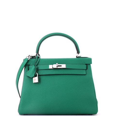 Kelly Handbag Green Togo with Palladium Hardware 28