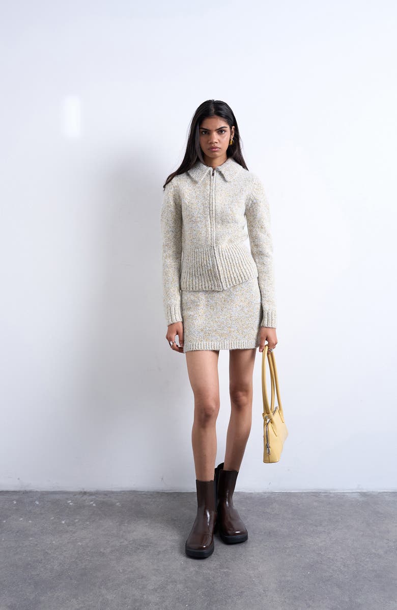 Topshop Twist Yarn Miniskirt, Alternate, color, Light Blue Multi