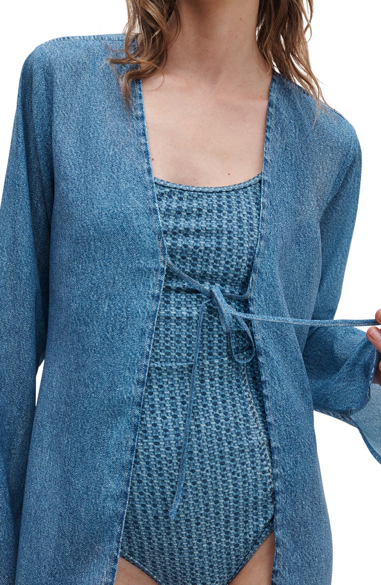 rag & bone rb Miramar Crinkle Cover-Up Top, Alternate, color,