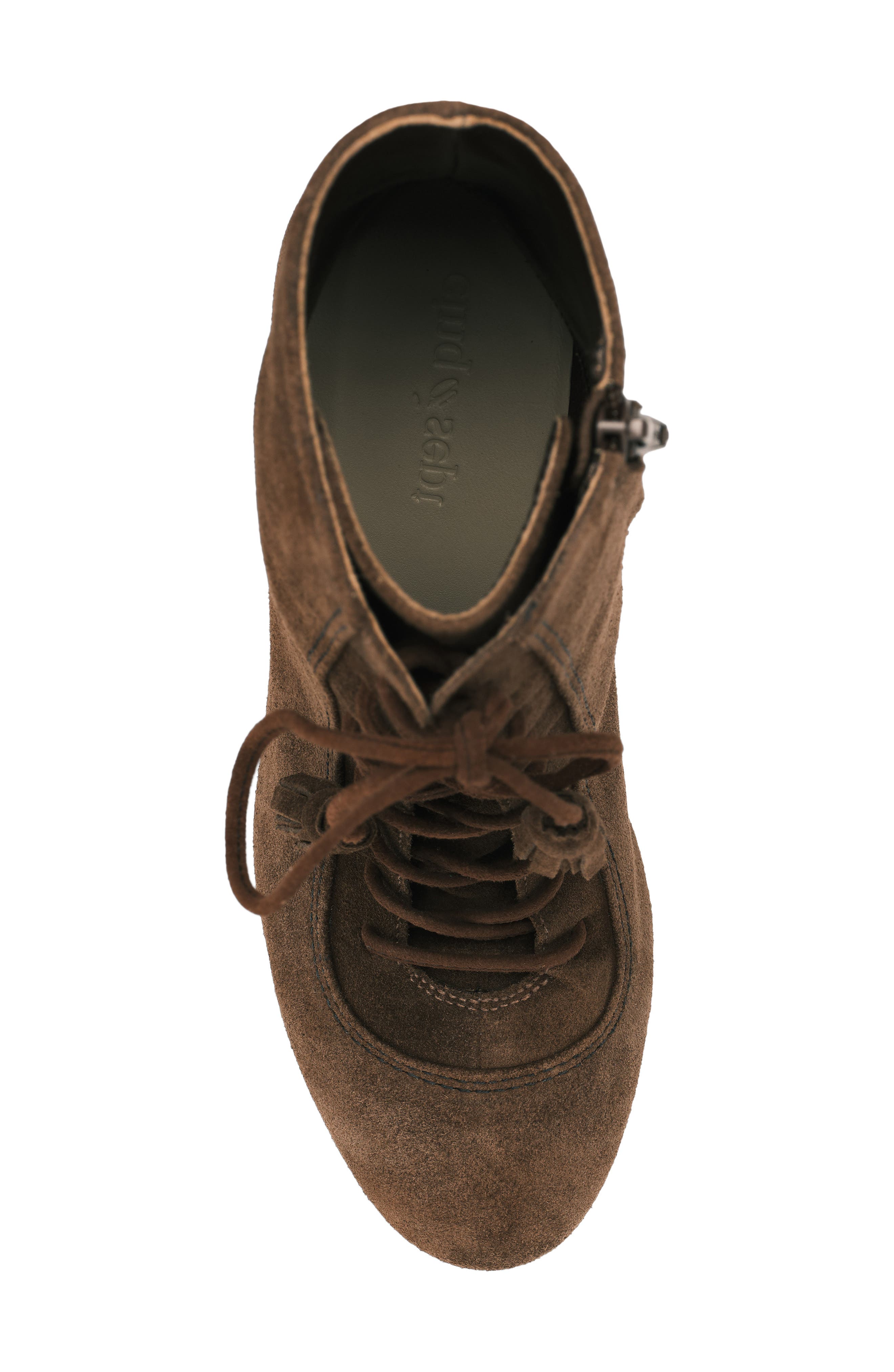 Alice Contrast Lace Up Leather Bootie, Alternate, color, CHOCOLATE