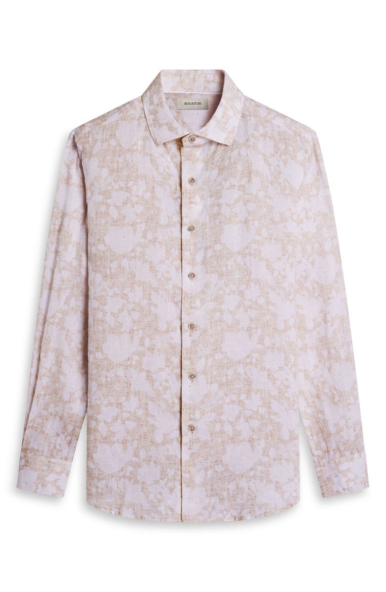 Bugatchi Julian Linen Button-Up Shirt, Alternate, color, Desert