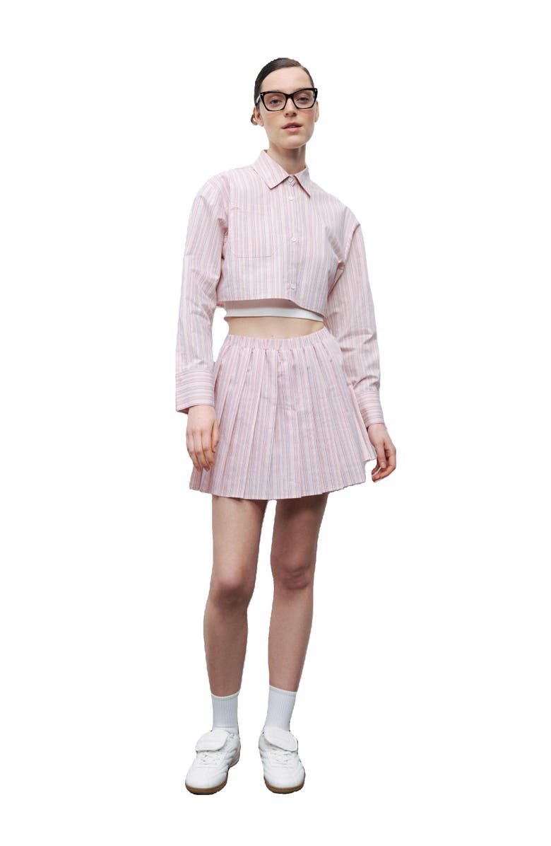 Nocturne Striped Pleated Mini Skirt, Alternate, color, 