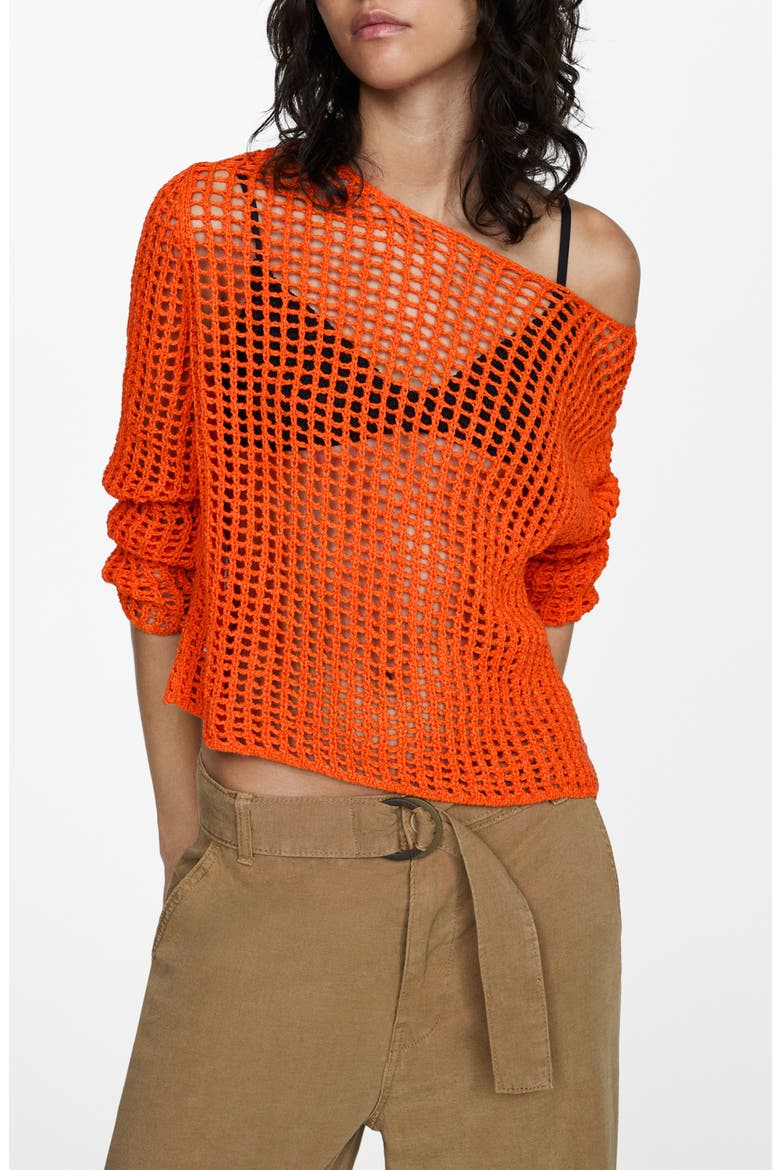 Openwork Sweater, Main, color, ORANGE