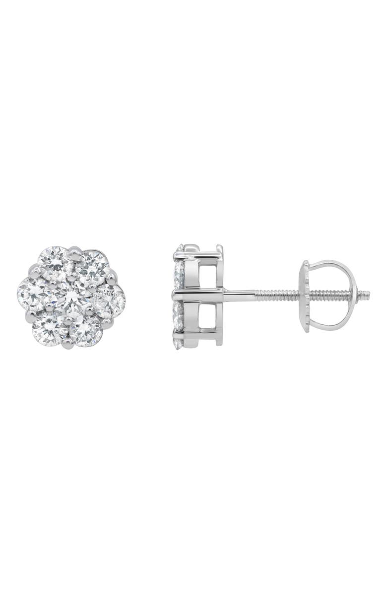 LuvMyJewelry Lab Grown Diamond Cluster Stud Earrings, Main, color, 14K White Gold