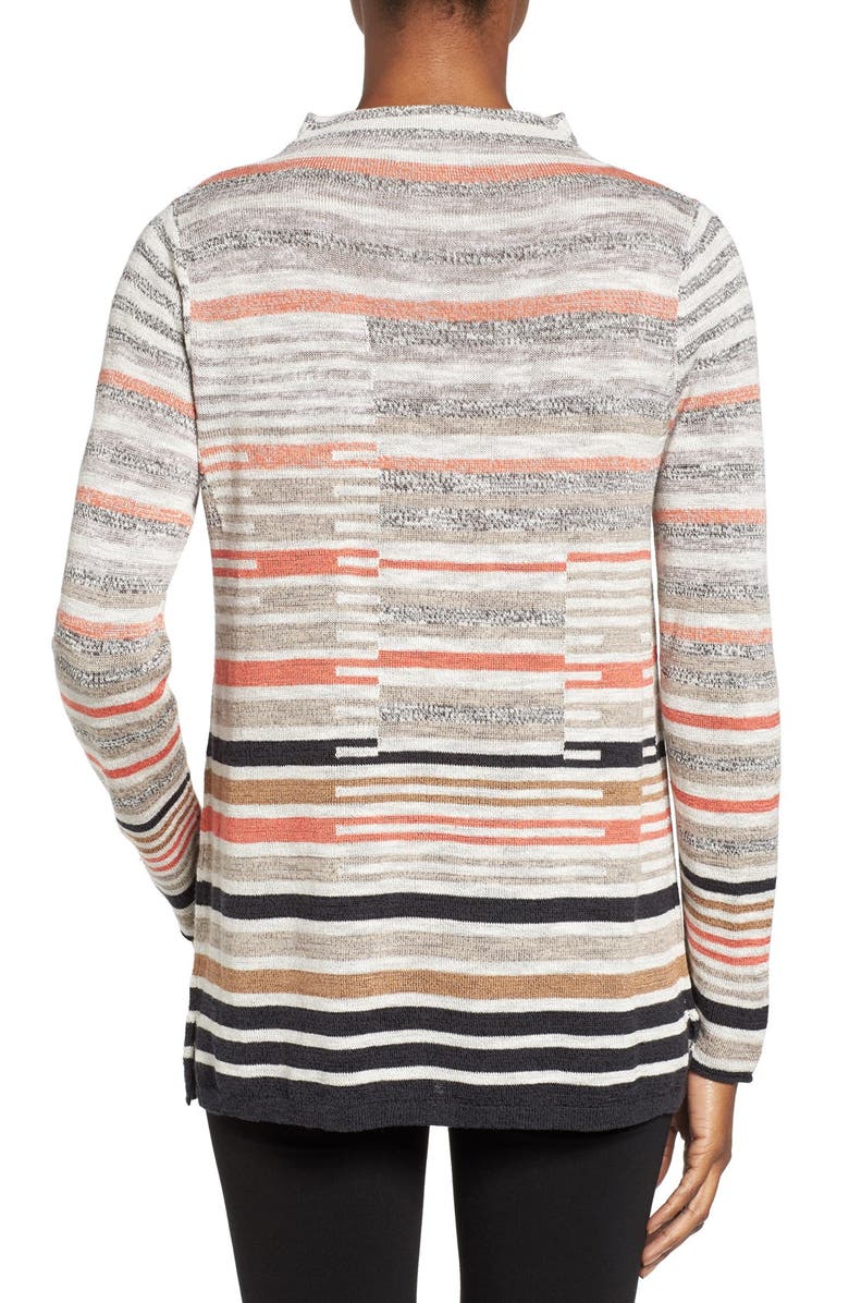 NIC+ZOE Stripe Knit Funnel Neck Top, Alternate, color, 