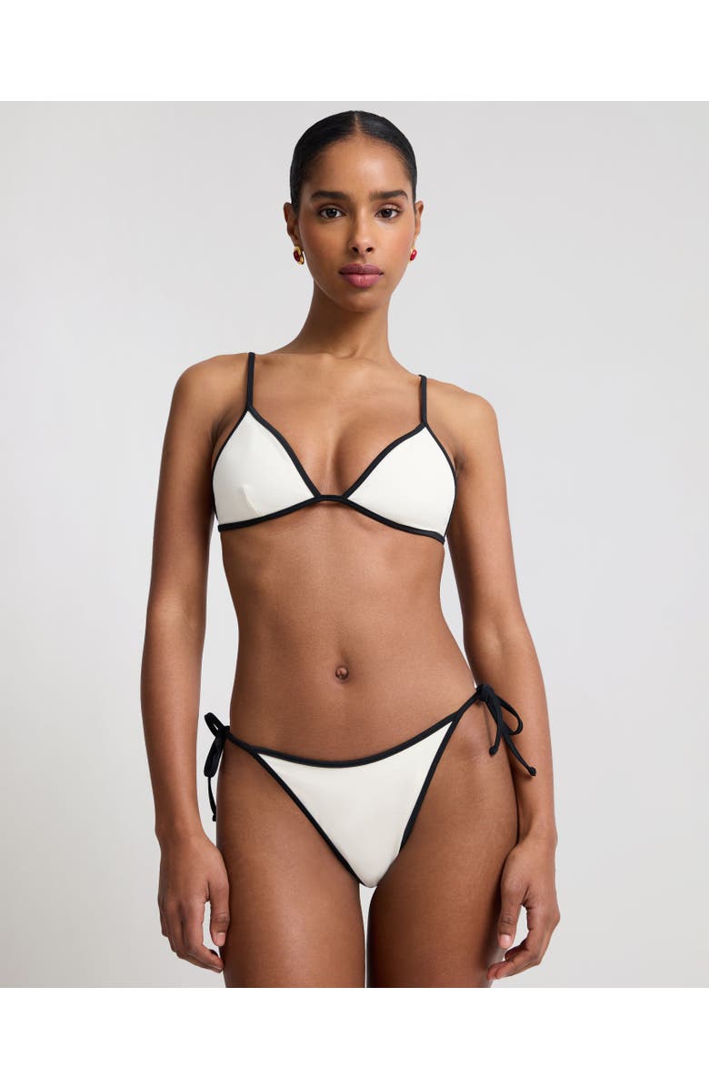 Onia Aimee String Bikini Top, Main, color, Egret/Black