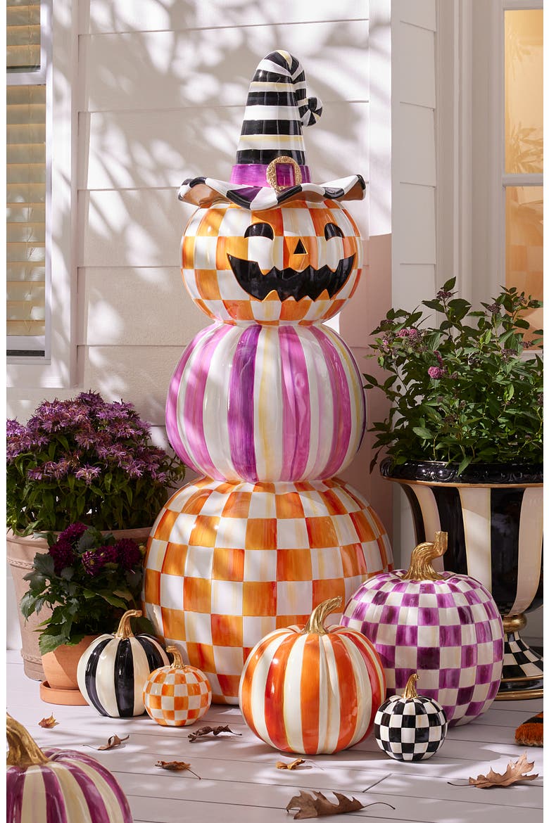 Outdoor Stacked Pumpkin Ornament, Alternate, color, ORANGE