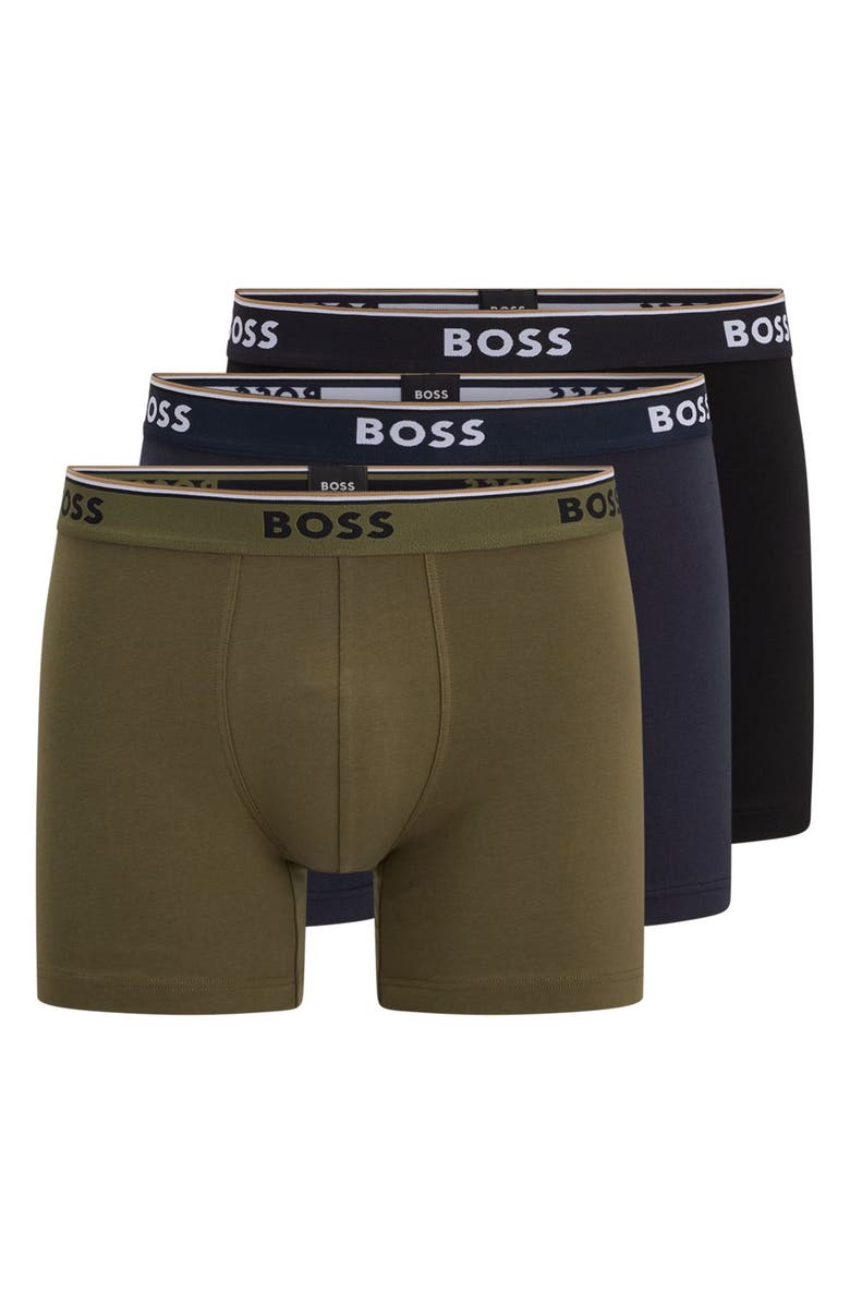 BOSS 3-Pack Assorted Power Stretch Cotton Boxer Briefs, Main, color, 