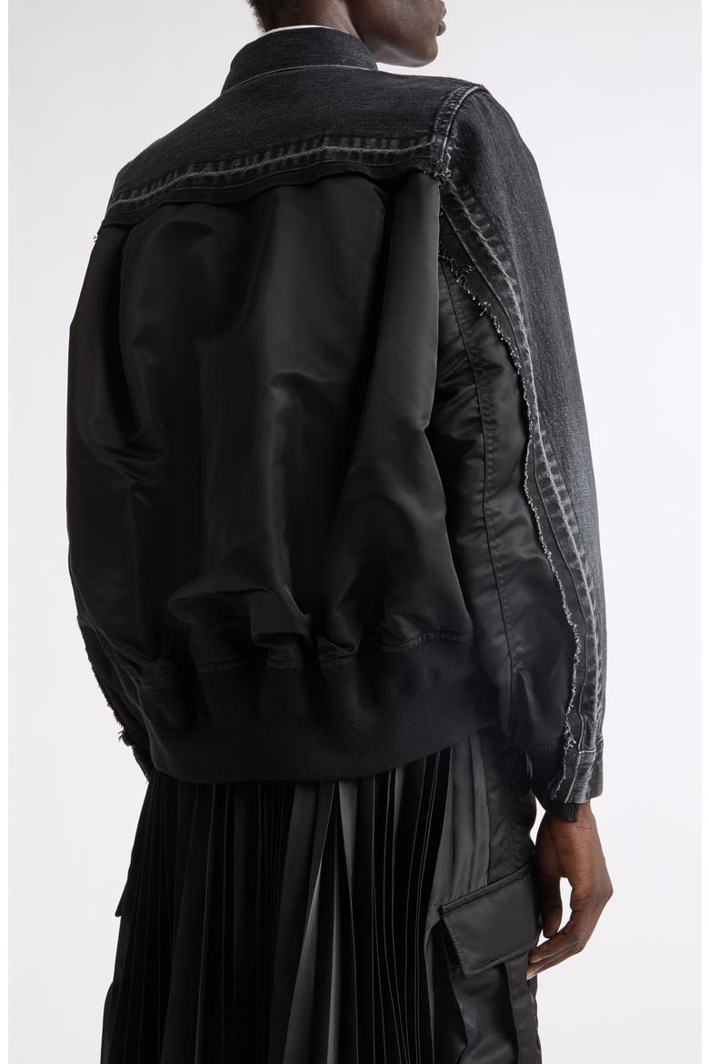 Denim & Nylon Twill Jacket, Alternate, color, BLACK