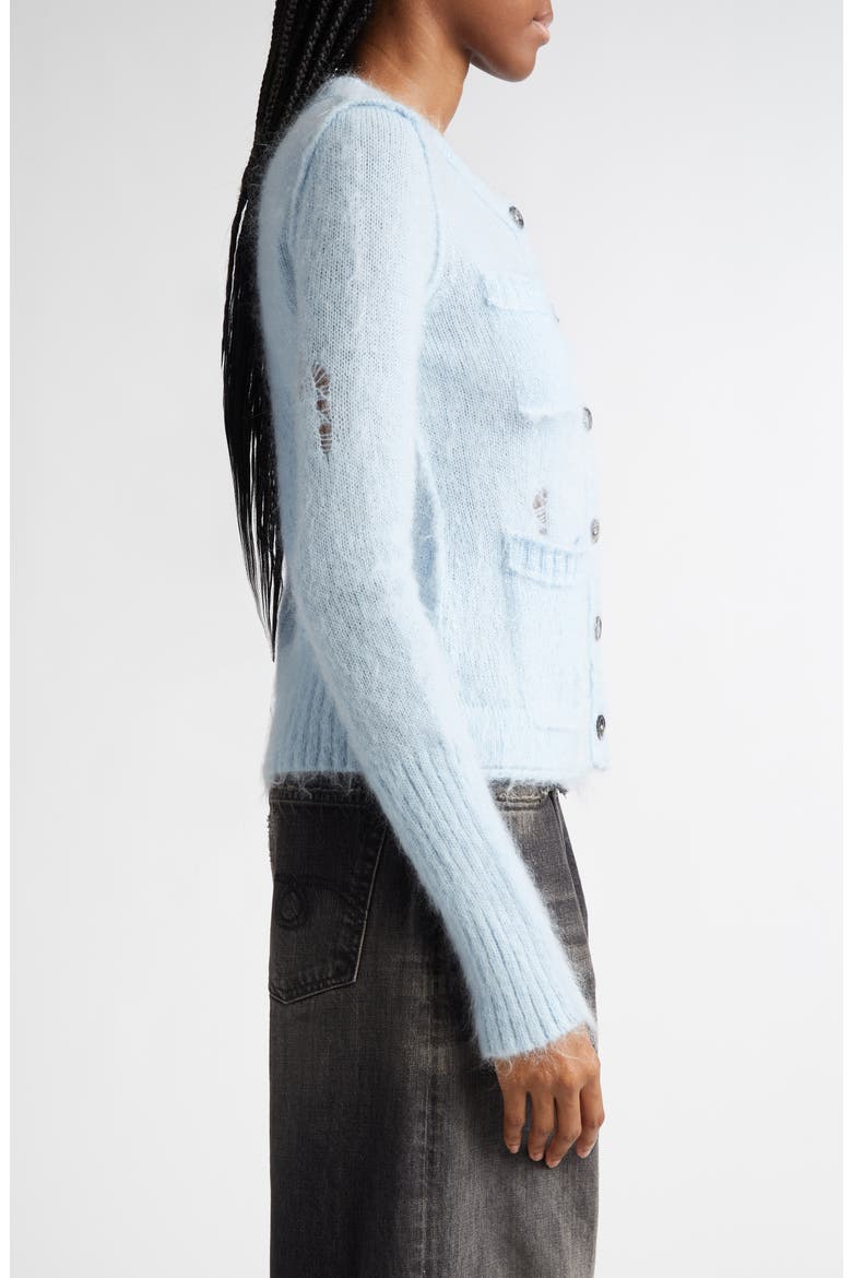 Elongated Shrunken Kid Mohair & Merino Wool Blend Cardigan, Alternate, color, LIGHT BLUE