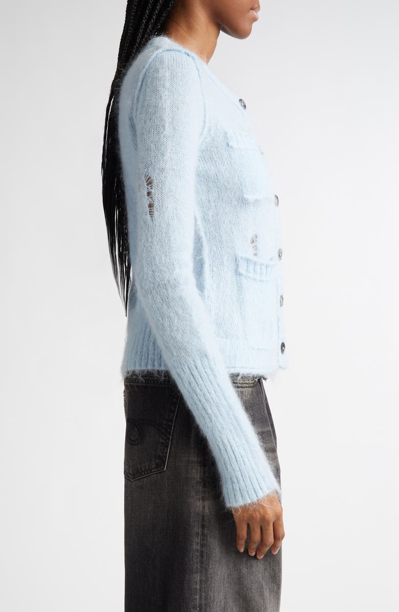 R13 Elongated Shrunken Kid Mohair & Merino Wool Blend Cardigan, Alternate, color, Light Blue