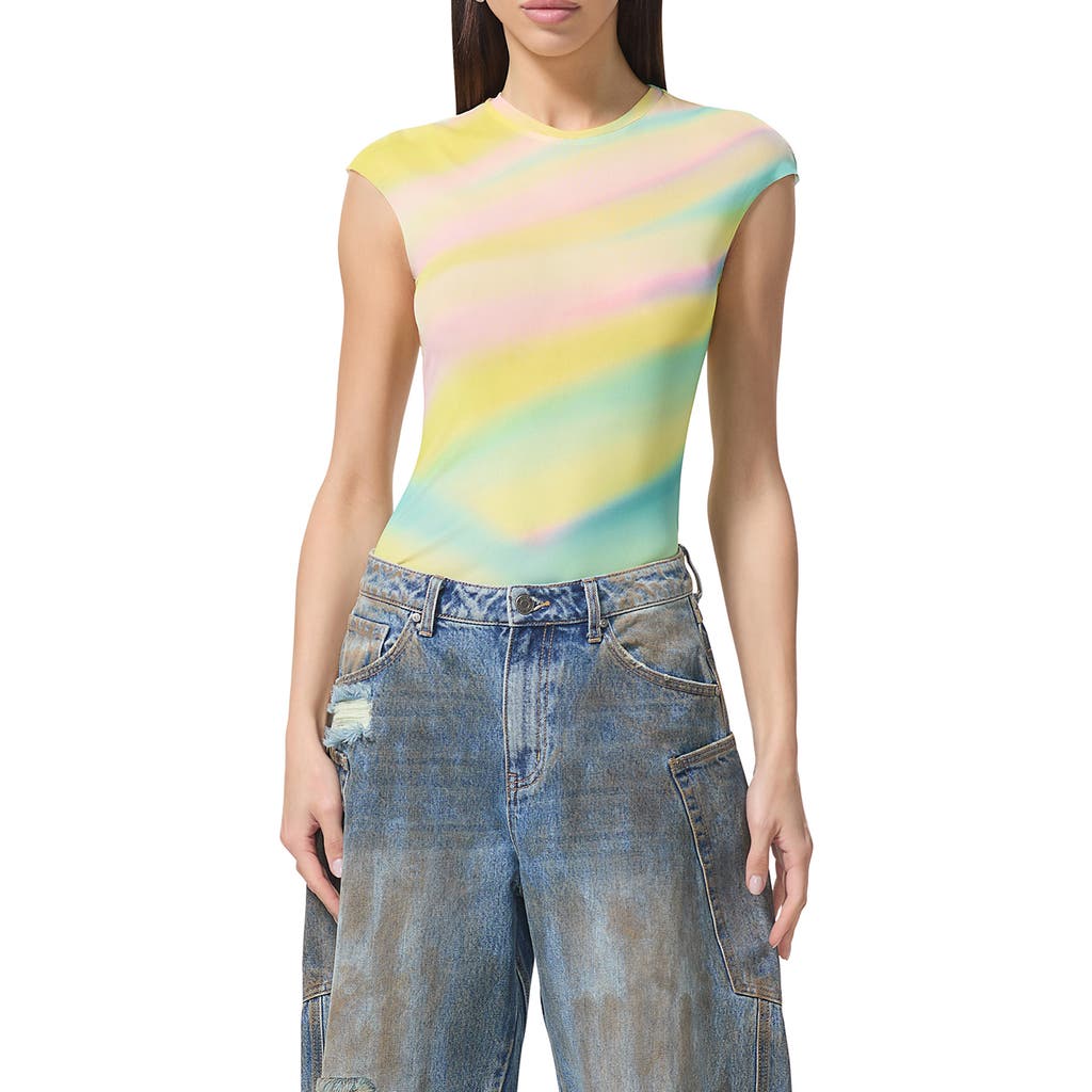 AFRM AFRM NINA PRINT CAP SLEEVE MESH TOP