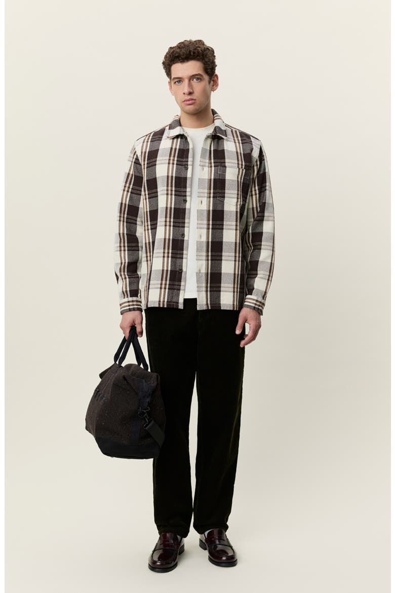 Structured Check Overshirt, Alternate, color, DARK SAND