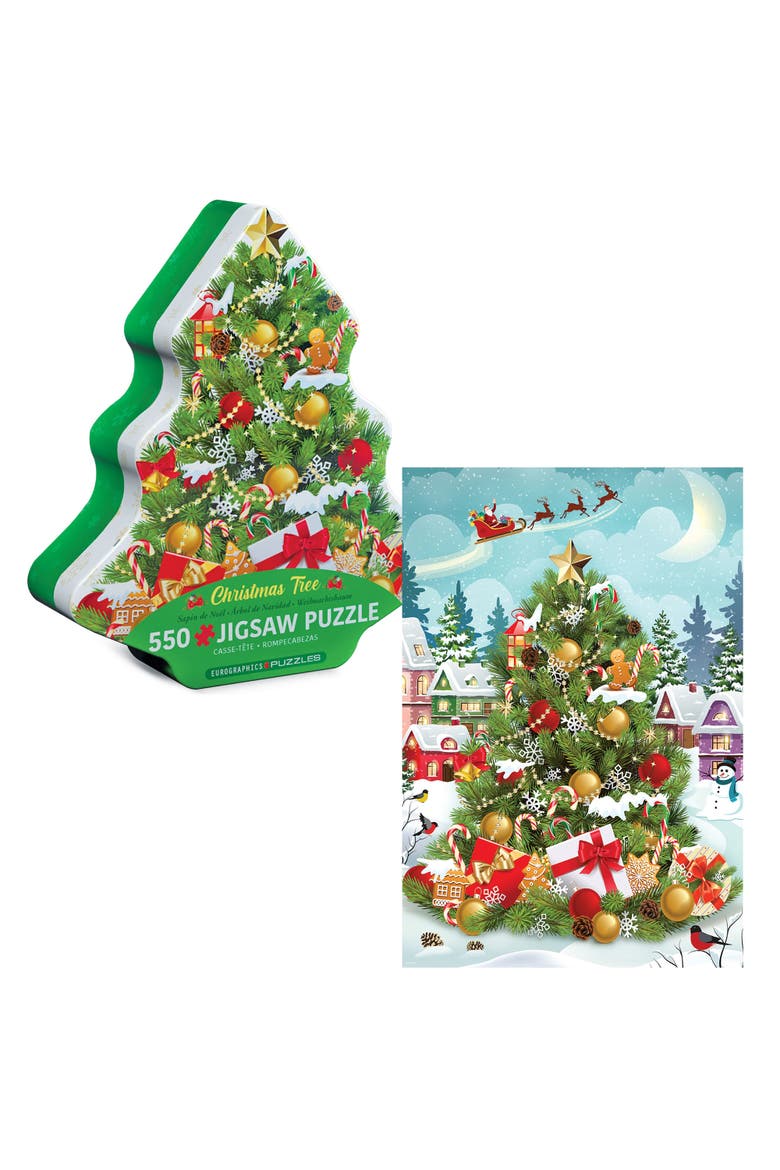 Puzzle Tin Christmas Tree 550 Piece Jigsaw, Alternate, color, Multicolored