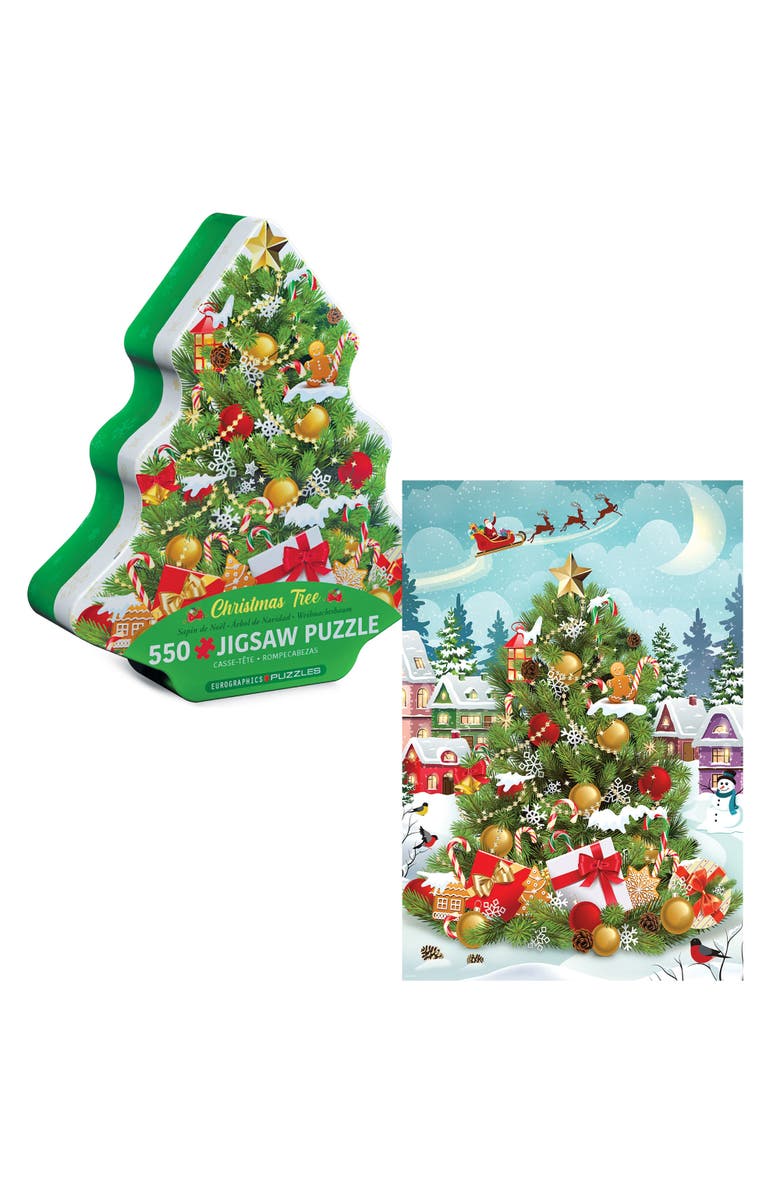 Eurographics Puzzle Tin Christmas Tree 550 Piece Jigsaw, Alternate, color, Multicolored