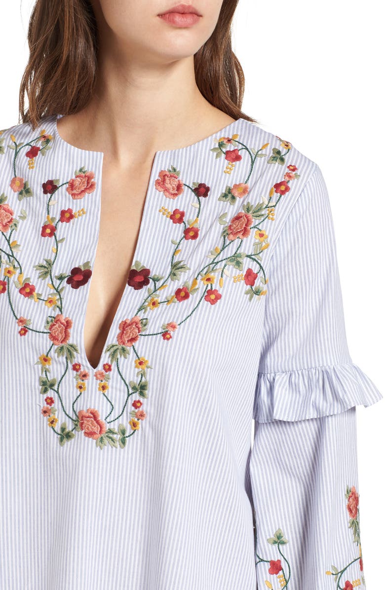 Socialite Embroidered Poplin Dress, Alternate, color,