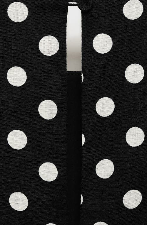Mango Sleeveless Polka Dot Linen Blend Jumpsuit In Black