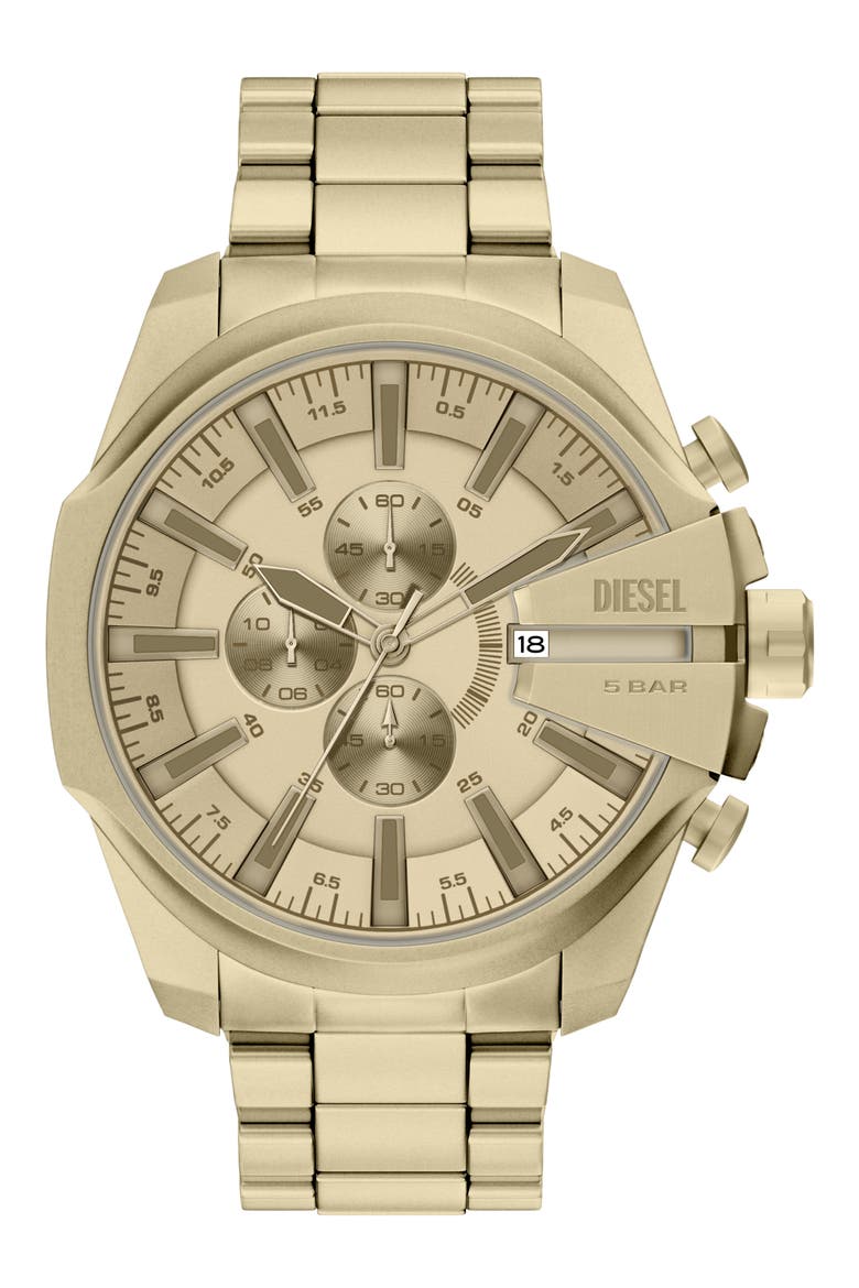 Mega Chief Gunmetal Chronograph Bracelet Watch, 48mm, Main, color, GOLD