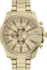 DIESEL® Mega Chief Gunmetal Chronograph Bracelet Watch, 48mm