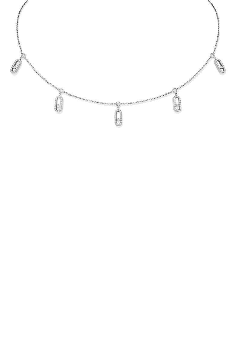Messika Move Uno Pavé Diamond Station Pendant Choker Necklace, Main, color,