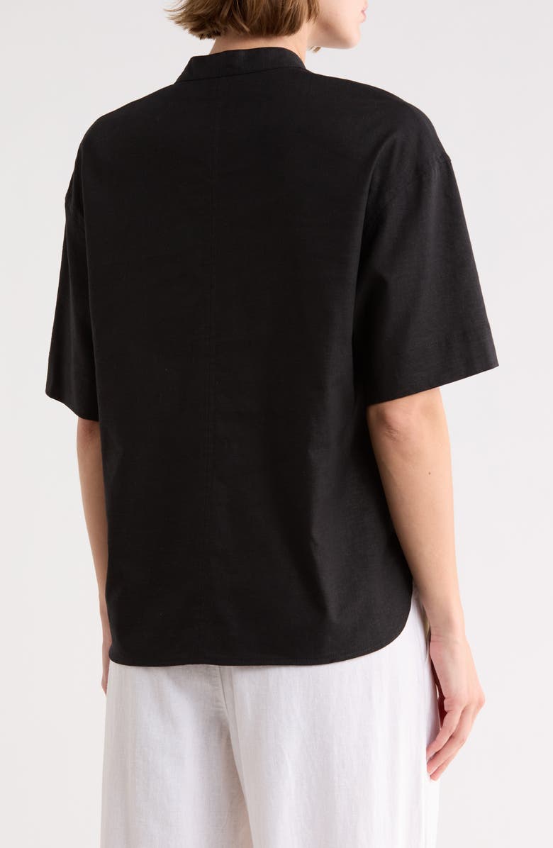 Vince Short Sleeve Linen Blend Top, Alternate, color, Soft Black