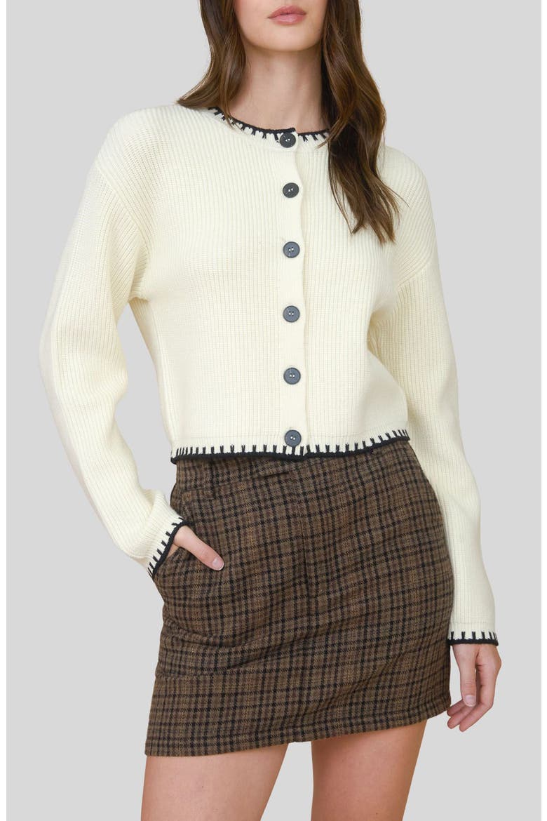 Contrast Stitch Button Front Cardigan, Main, color, CREAM