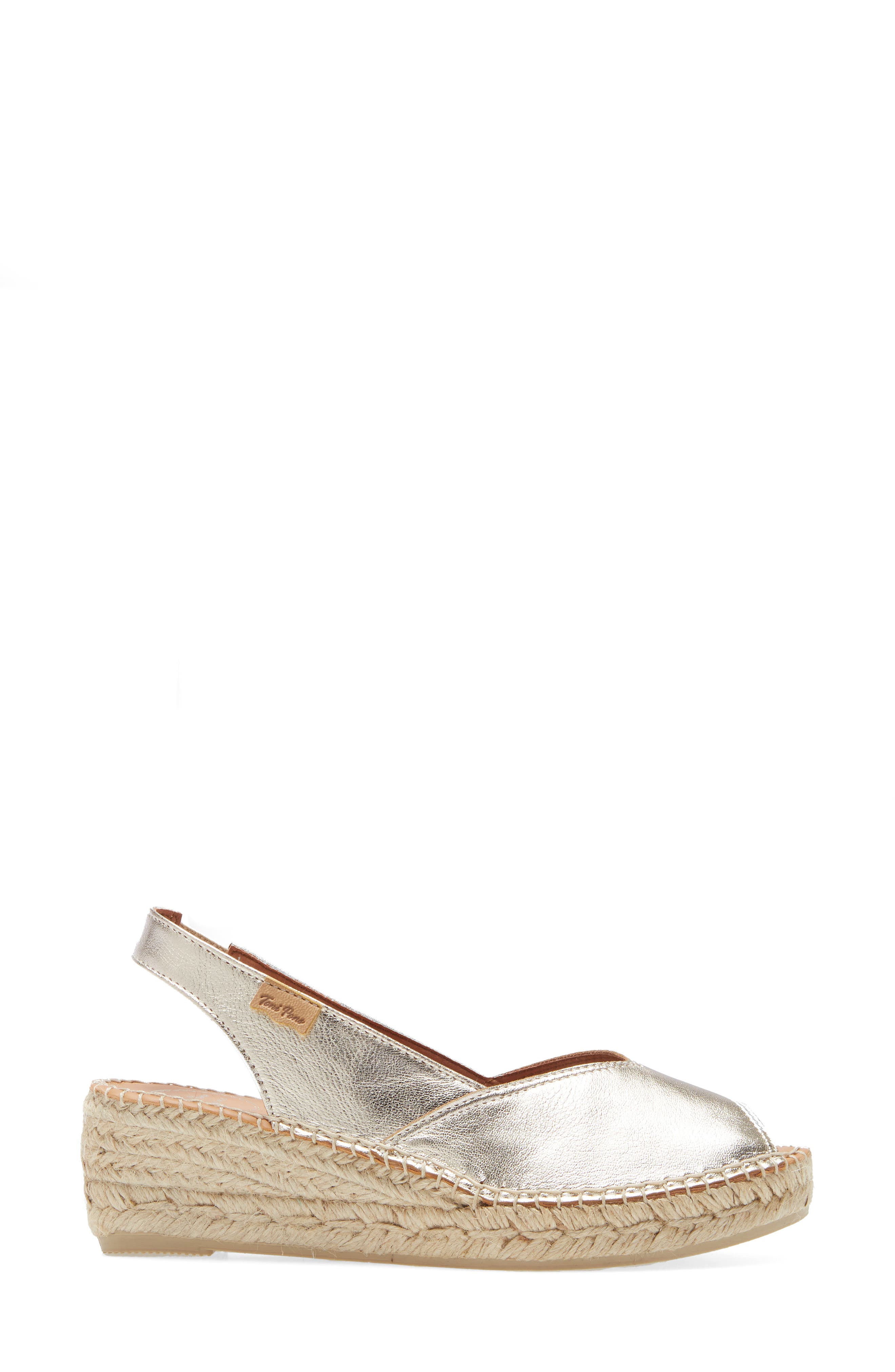 Bernia Espadrille Wedge, Alternate, color, PLATINUM LEATHER