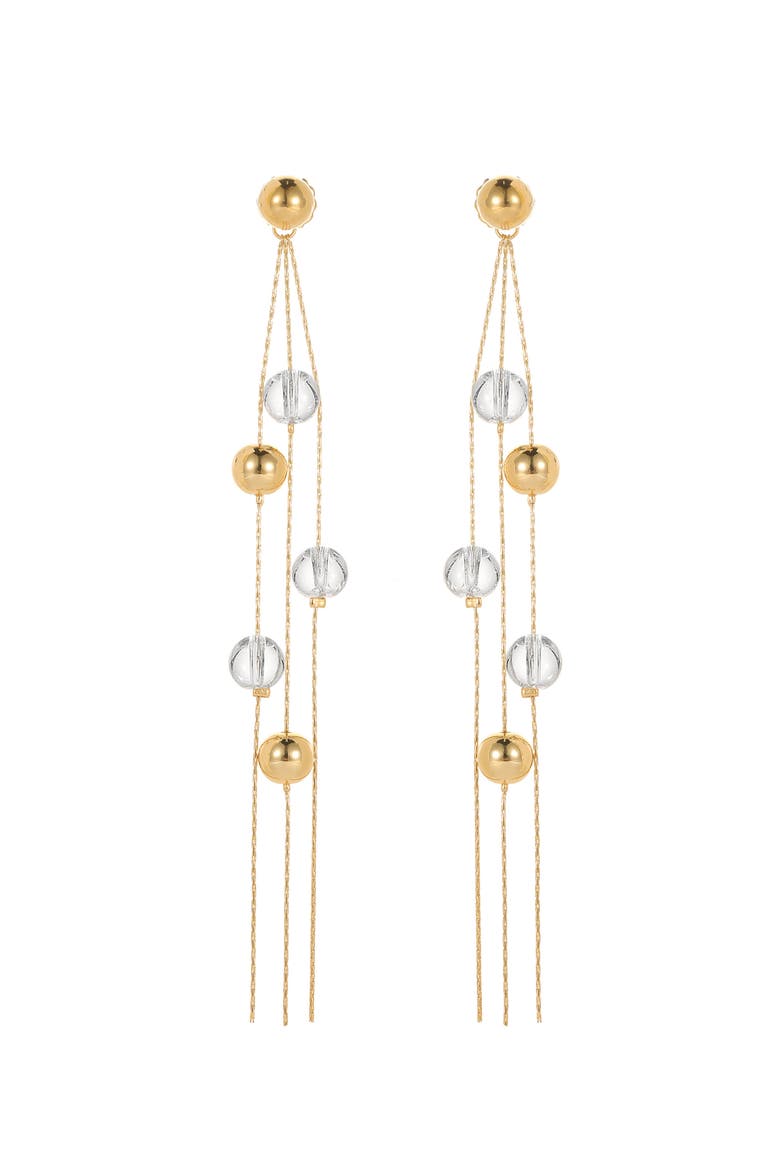FrostLily Clear Crystal and Bead Drop Earrings, Main, color, Gold