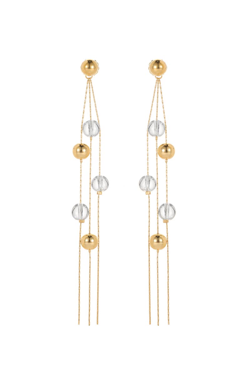 Classicharms FrostLily Clear Crystal and Bead Drop Earrings, Main, color, Gold