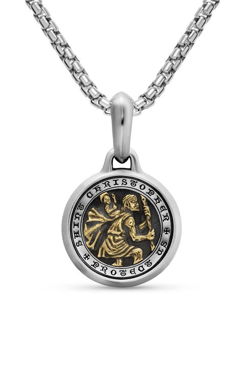 Men's St. Christopher 14k Gold & Sterling Silver Amulet