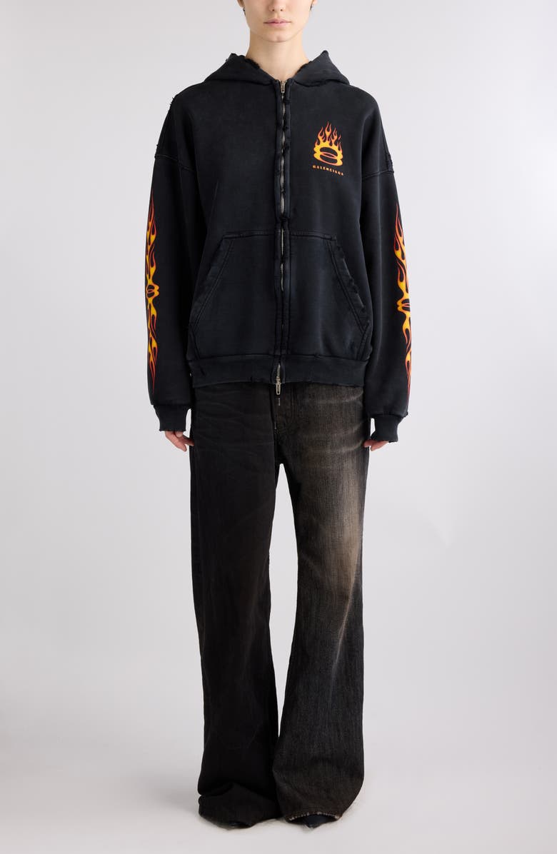 Balenciaga 50-50 Denim Wide Leg Jeans, Alternate, color, Light Black