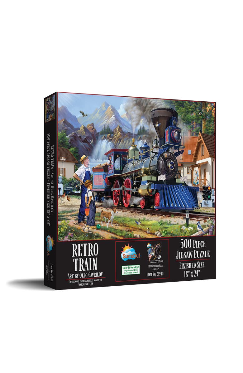 Sunsout Retro Train 500 piece Jigsaw Puzzle for Adults, Main, color, Multicolor