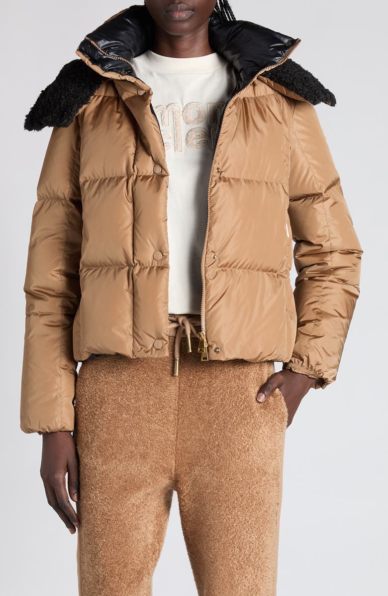 Moncler Castelnou Box Quilted Down Puffer Jacket, Main, color, Dijon