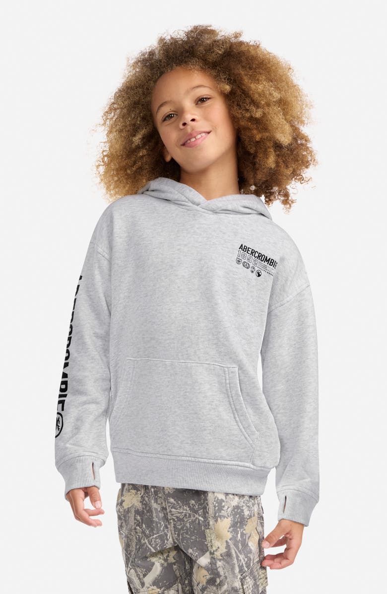 abercrombie kids Kids' Scenic Fashion Cotton Blend Hoodie, Alternate, color, Light Grey Heather
