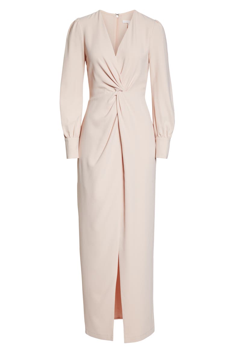 Twist Front Faux Wrap Gown, Alternate, color, BLUSH