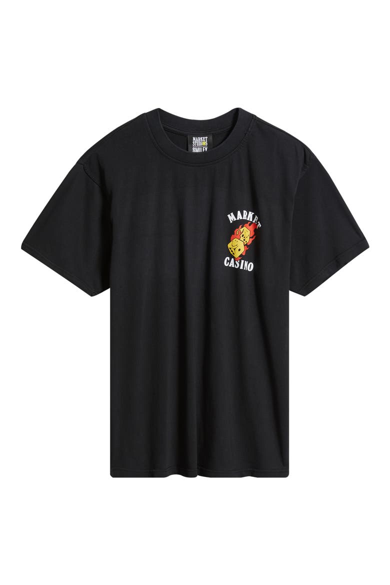 Flaming Dice Cotton Graphic T-Shirt, Alternate, color, BLACK