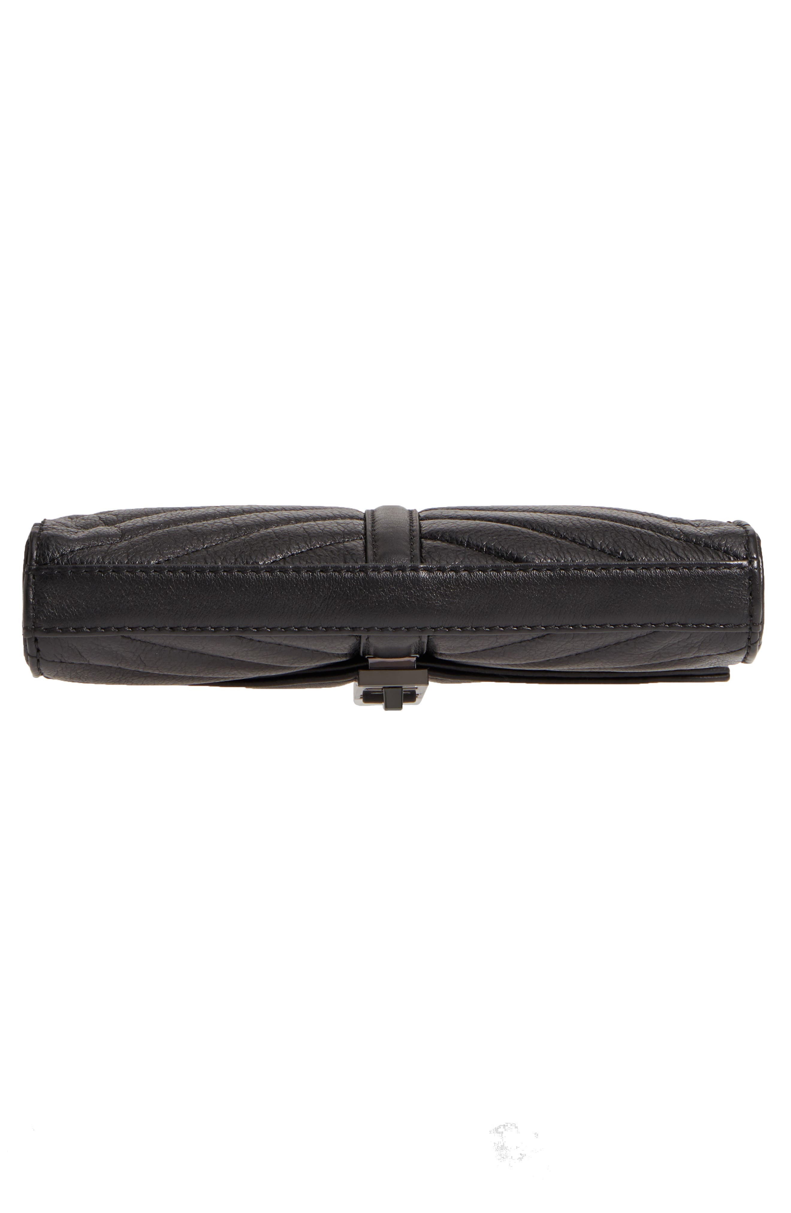 Dakota Quilted Leather Clutch, Alternate, color, BLACK