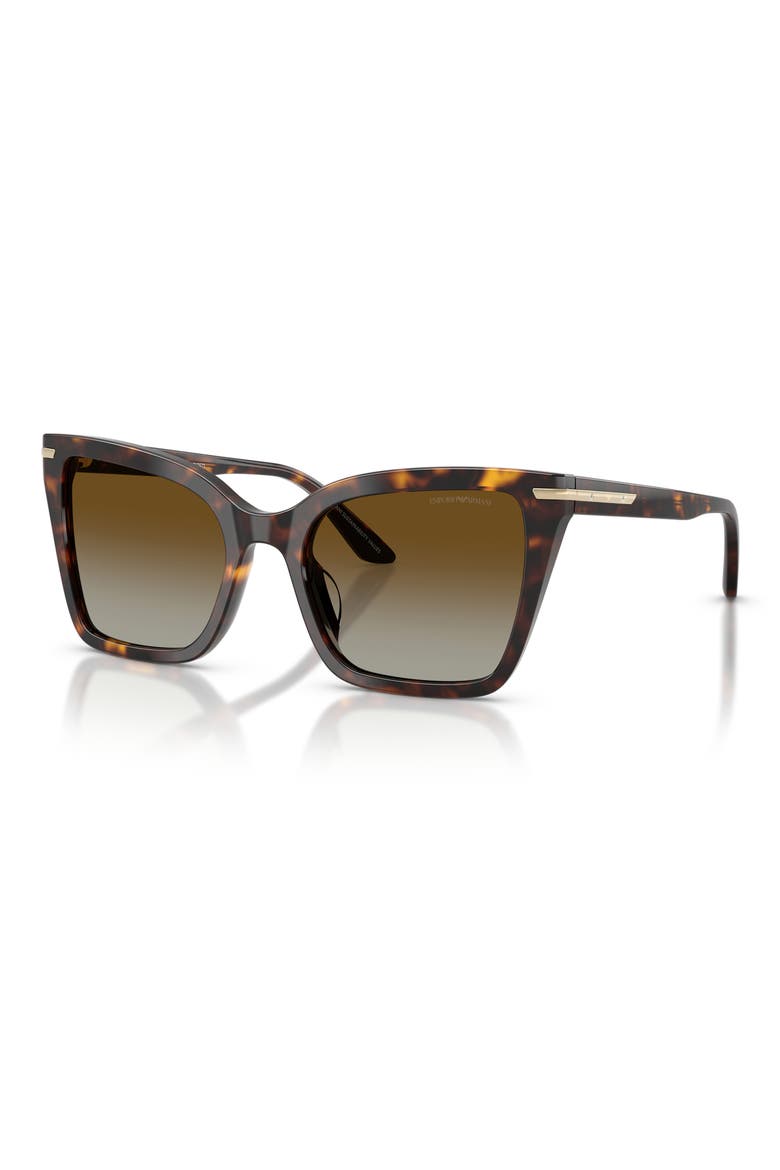 53mm Polarized Gradient Square Sunglasses, Alternate, color, SHINY HAVANA / BROWN POLAR