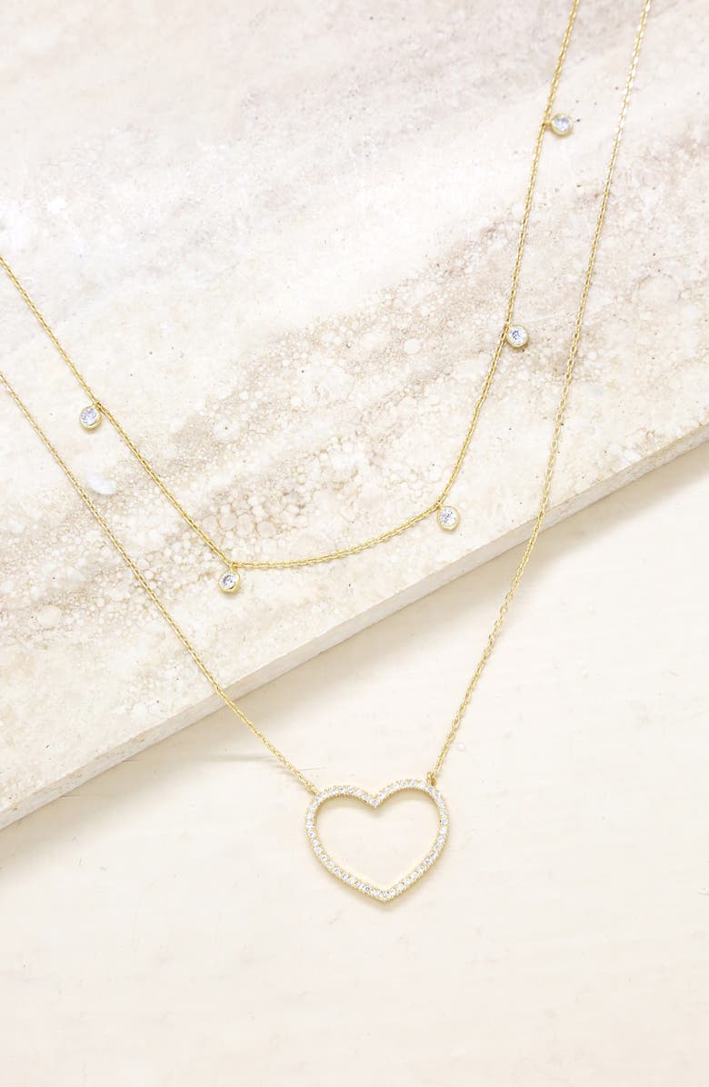 Ettika Dainty Heart Set of 2 Pendant Necklaces, Alternate, color, Gold