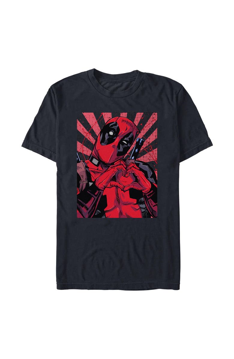 Marvel: Deadpool Men's Marvel Deadpool Hand Heart Poster Graphic T-Shirt, Alternate, color, Black