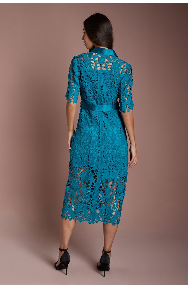 Coast Lace Short Sleeve Shirt Dress, Alternate, color, Teal