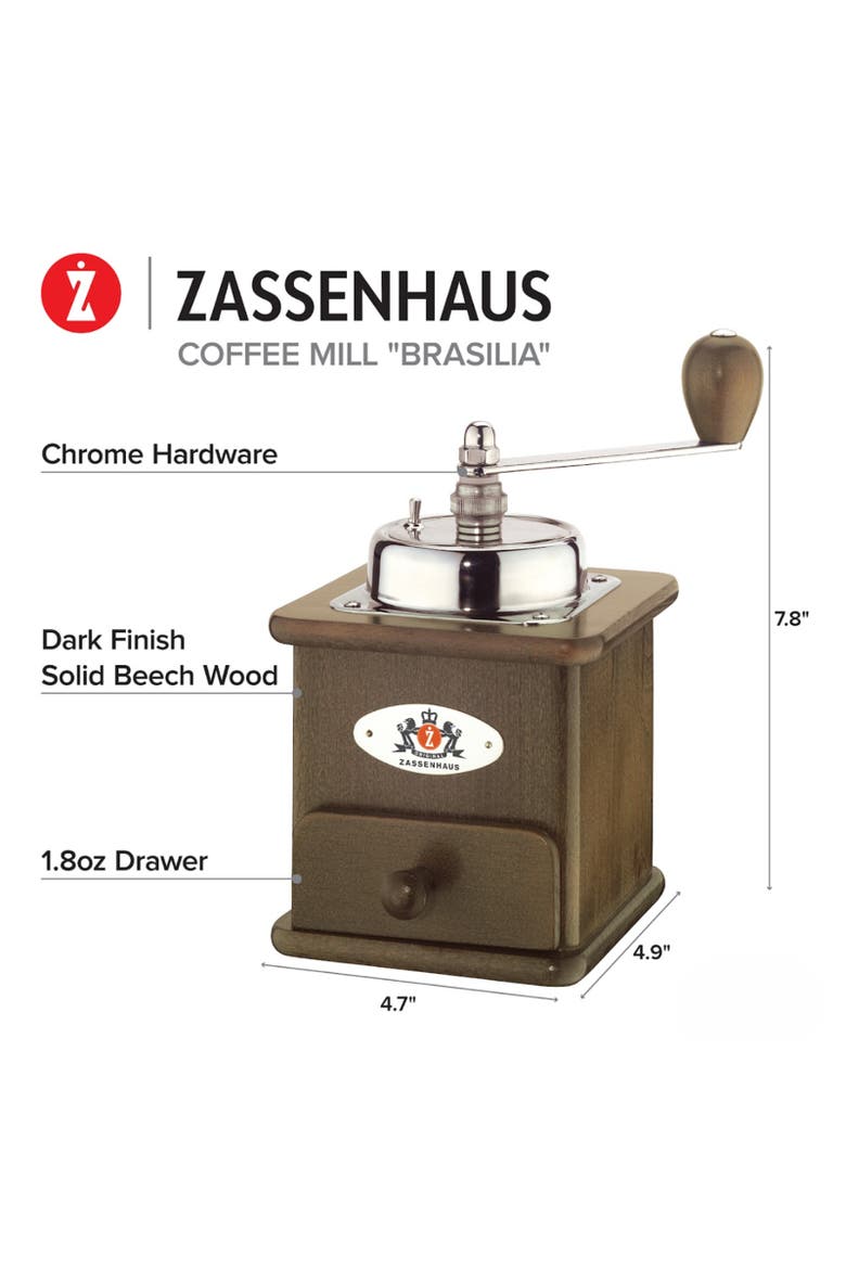Manual Coffee Mill and Grinder, Alternate, color, Brown