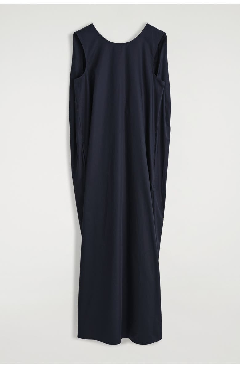 COS Twist-Back Cotton Midi Dress, Alternate, color, Navy