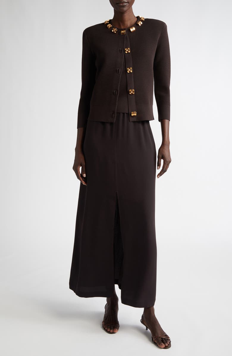 St. John Collection Studded Piqué Cardigan, Alternate, color, 