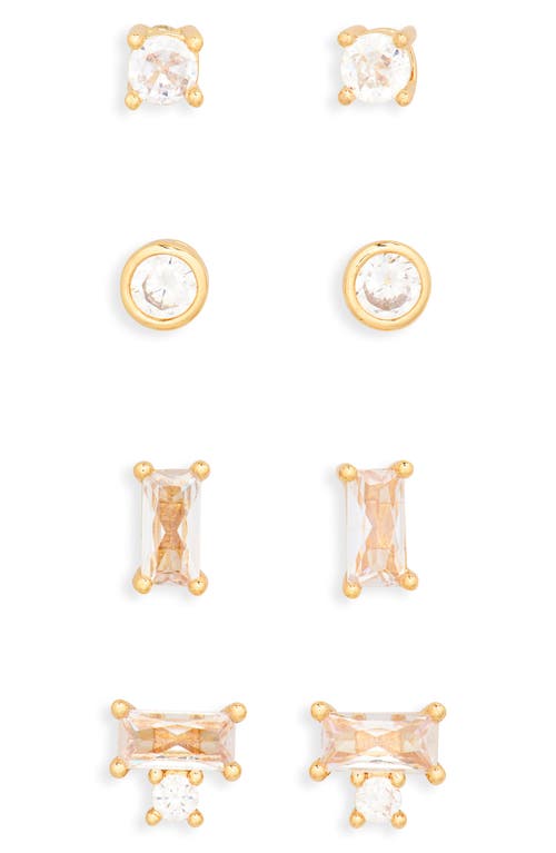 Nordstrom Rack Set Of 4 Cubic Zirconia Stud Earrings In Gold