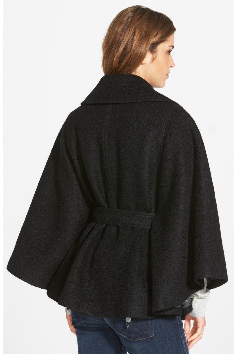Belted Bouclé Cape, Alternate, color, BLACK