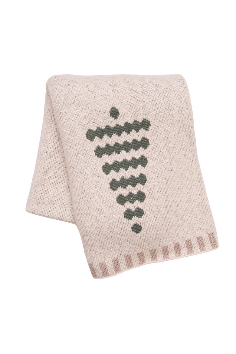 Evergreen Striped Tree Christmas Knitted Throw Blanket, Main, color, Green